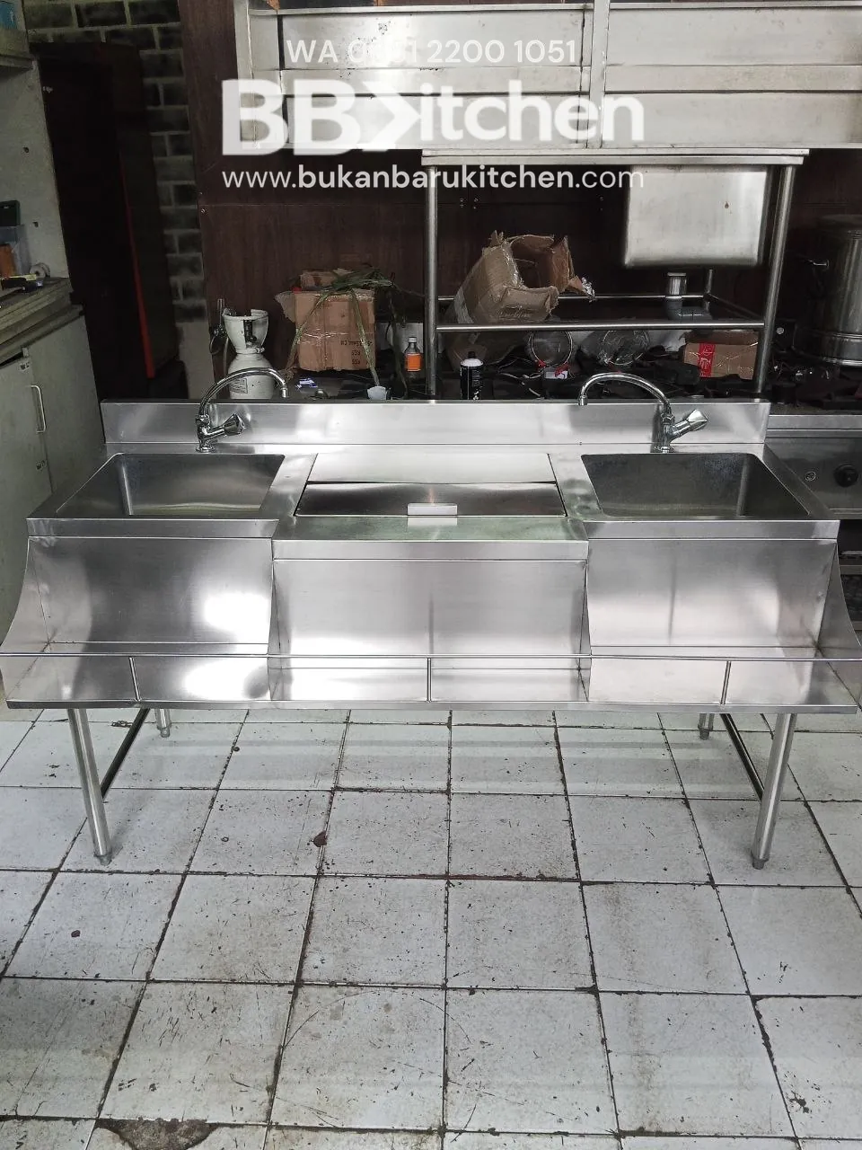 Ice Bin Doble Sink 160x75x85 cm dengan Lubang Sink 40x40x30 cm