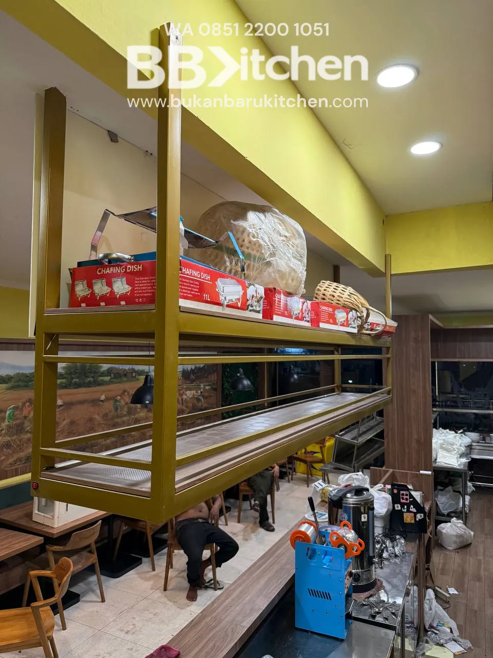 Rak Gantung Besi Ukuran 300x45x120 untuk Dapur Komersial