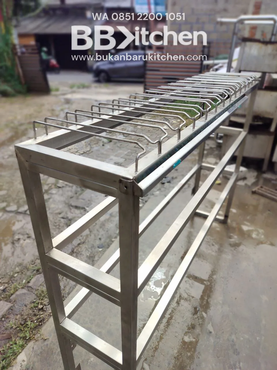 Rak Piring Gantung Stainless Steel Ukuran P150 L30 T105 foto 3