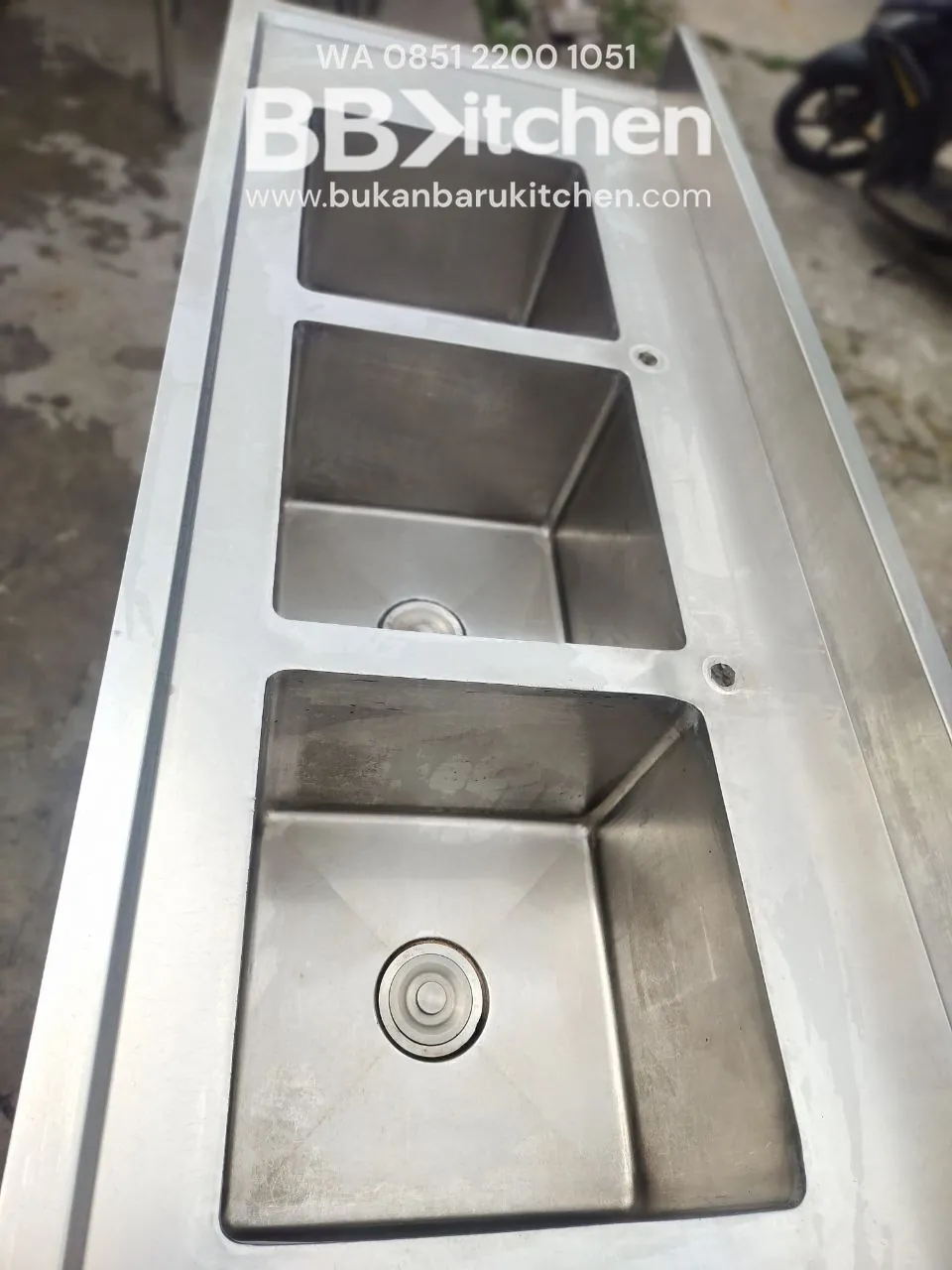 Sink Stainless Steel 3 Lubang Ukuran P 180 L 70 T 85 foto 4