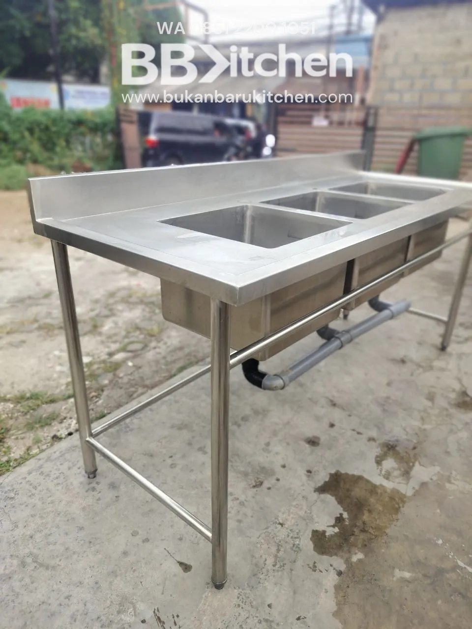 Sink Stainless Steel 3 Lubang Ukuran P 180 L 70 T 85 foto 6