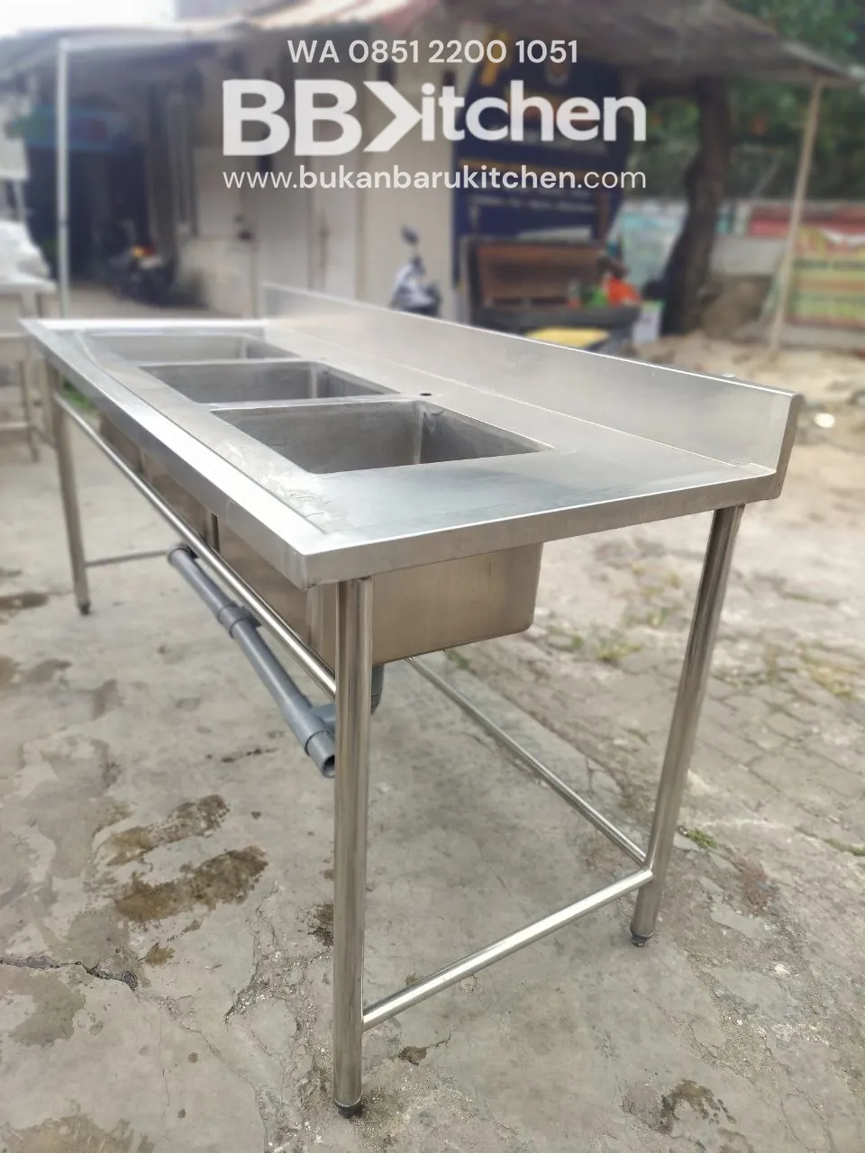 Sink Stainless Steel 3 Lubang Ukuran P 180 L 70 T 85 foto 8