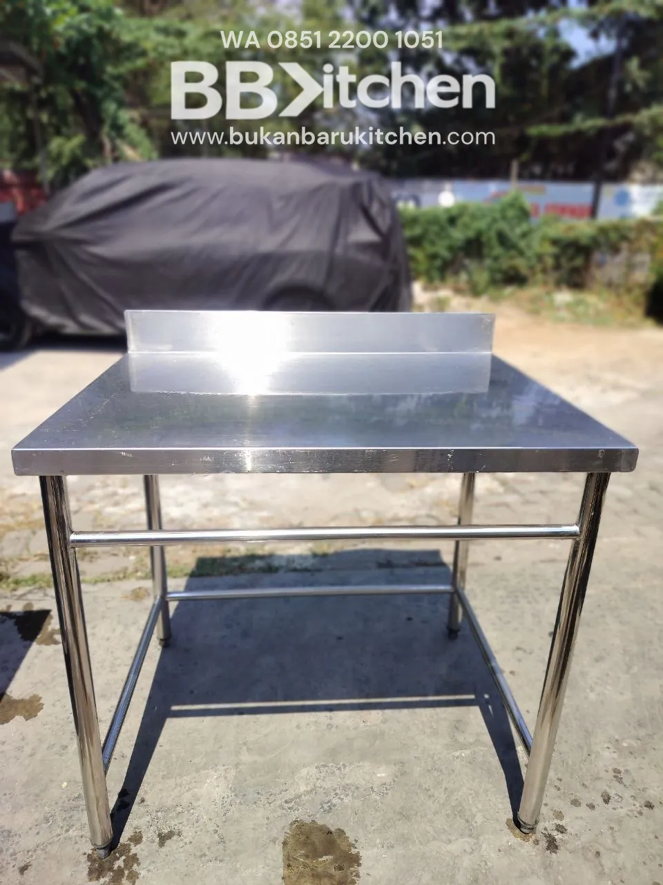 Meja 1 Susun Stainless Backspash Ukuran P90 L70 T85