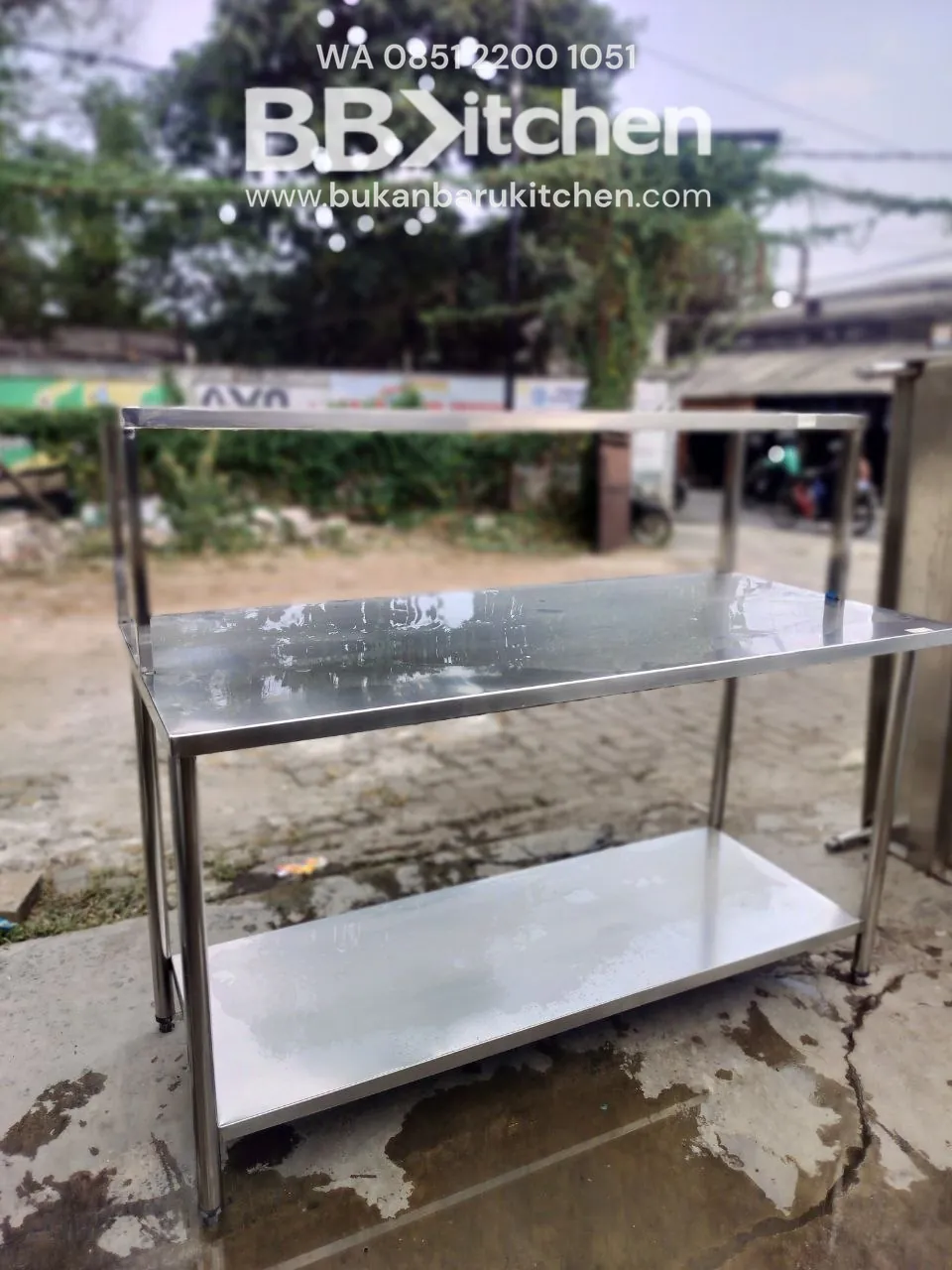 Meja 2 Susun Stainless 150x60x85 dan Upper 150x40x40 foto 2