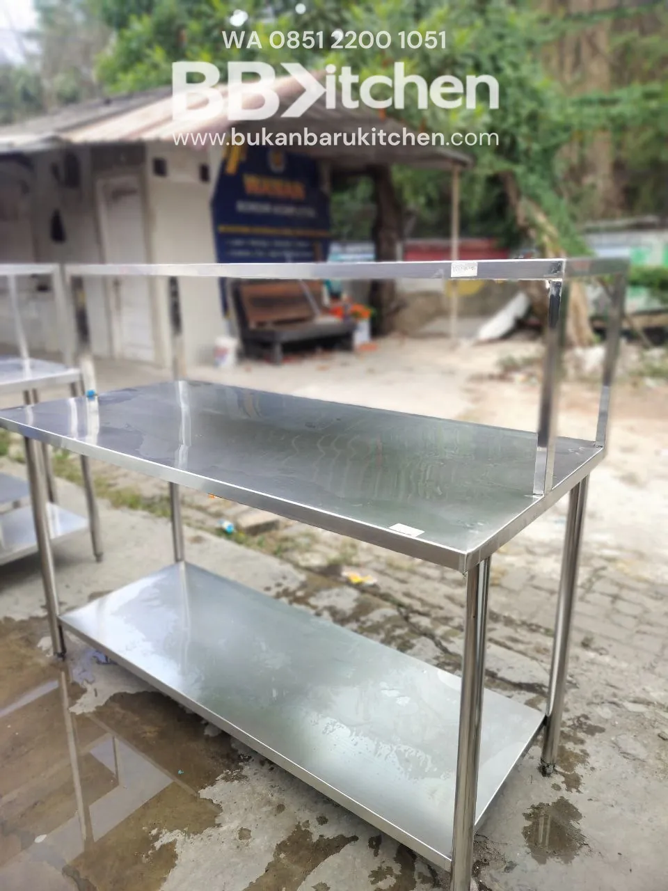Meja 2 Susun Stainless 150x60x85 dan Upper 150x40x40 foto 3