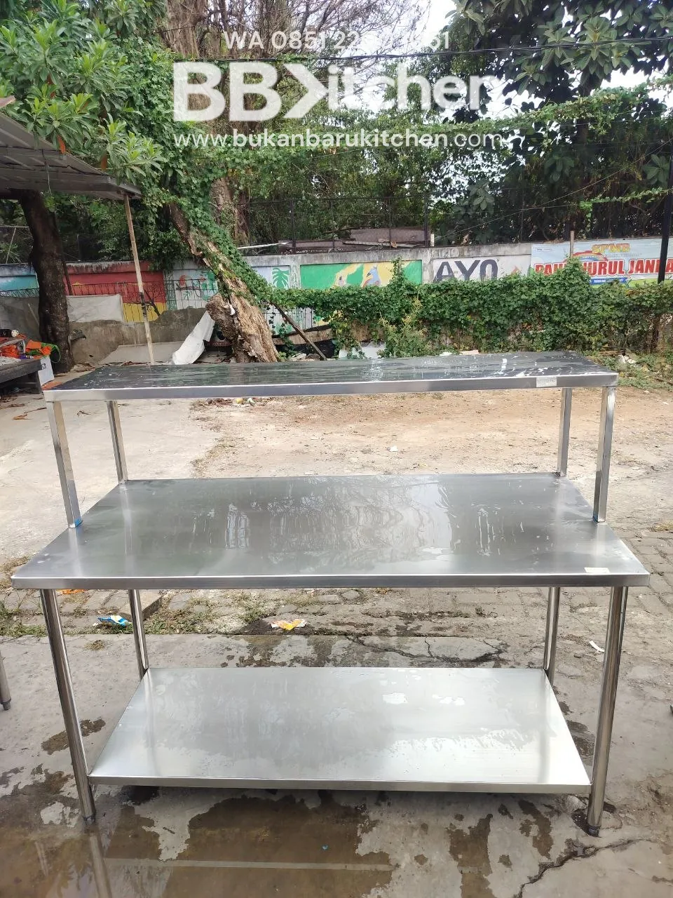 Meja 2 Susun Stainless 150x60x85 dan Upper 150x40x40 foto 4