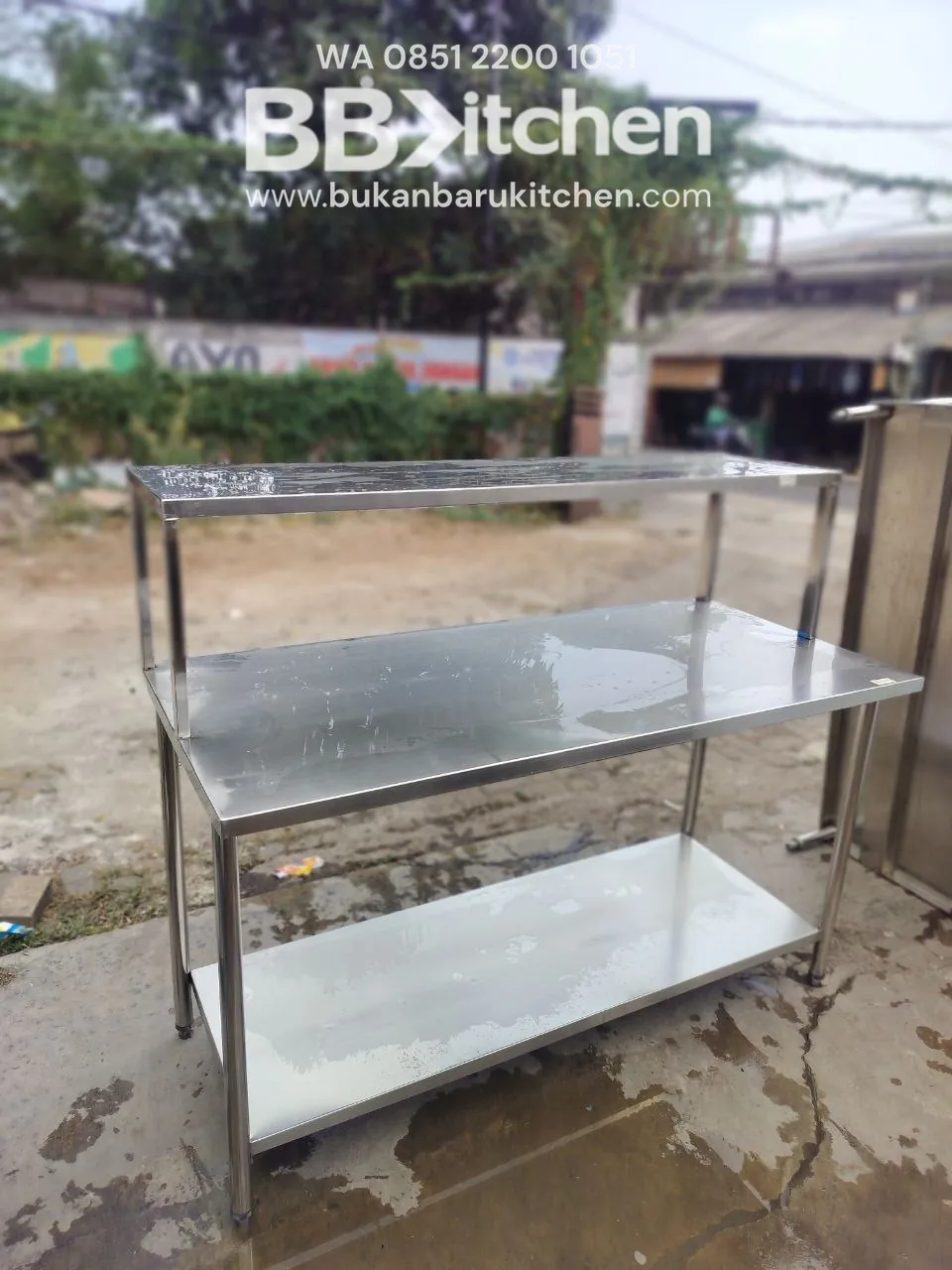Meja 2 Susun Stainless 150x60x85 dan Upper 150x40x40 foto 5