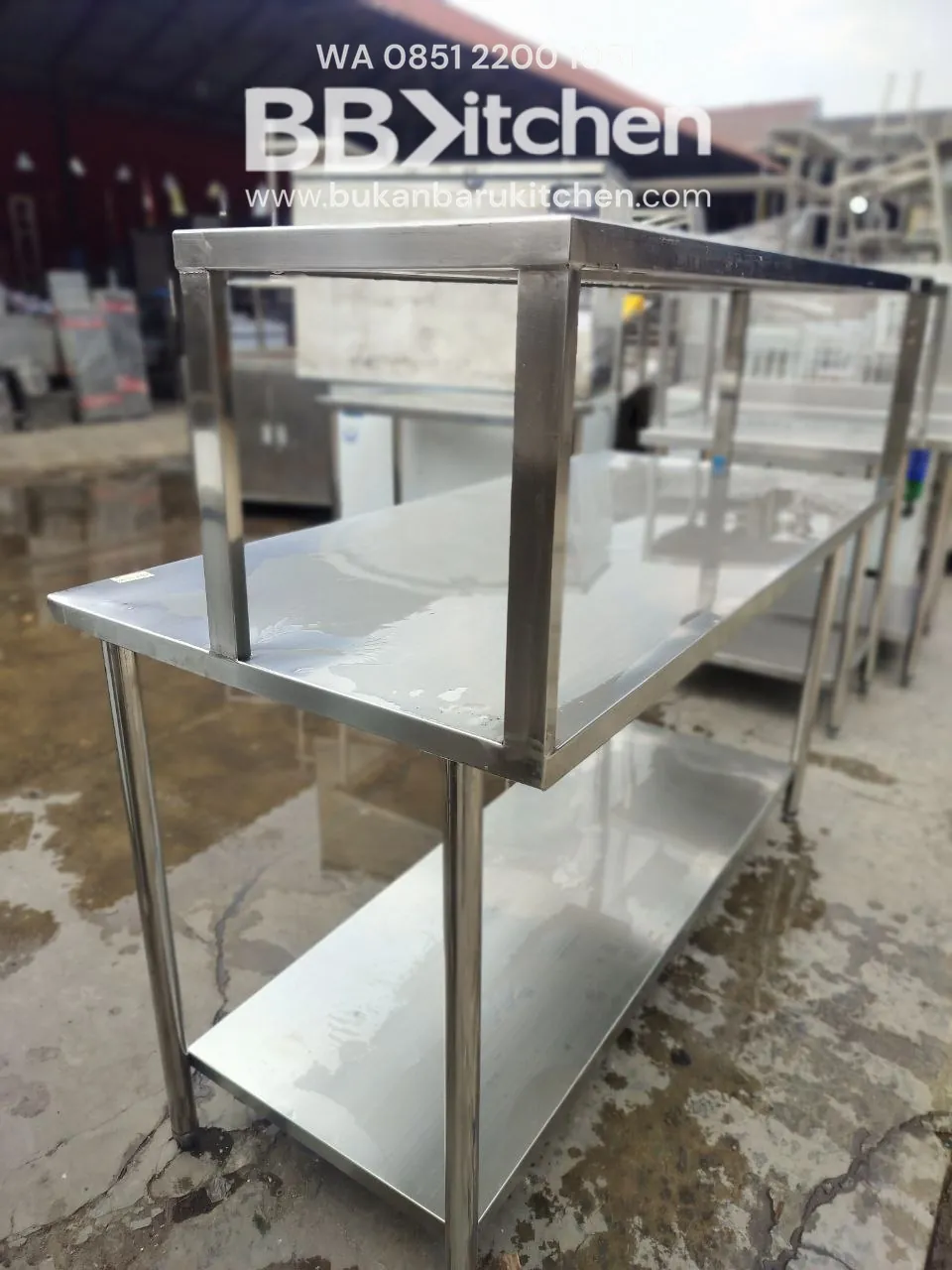 Meja 2 Susun Stainless 150x60x85 dan Upper 150x40x40 foto 6
