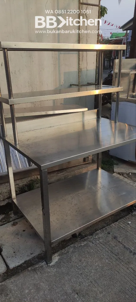 Meja 2 Susun Stainless 304 Ukuran 120x80x83 foto 2