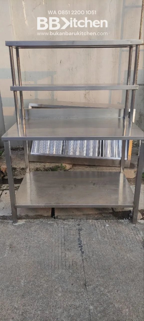 Meja 2 Susun Stainless 304 Ukuran 120x80x83