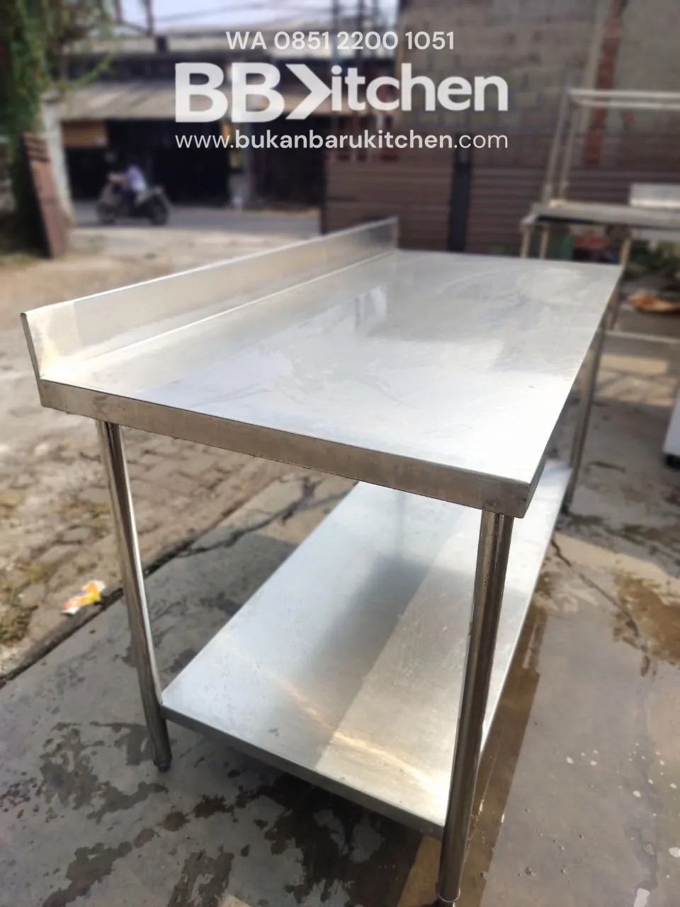 Meja 2 Susun Stainless Steel dengan Backspash Ukuran P 154 L 75 T 85 foto 5