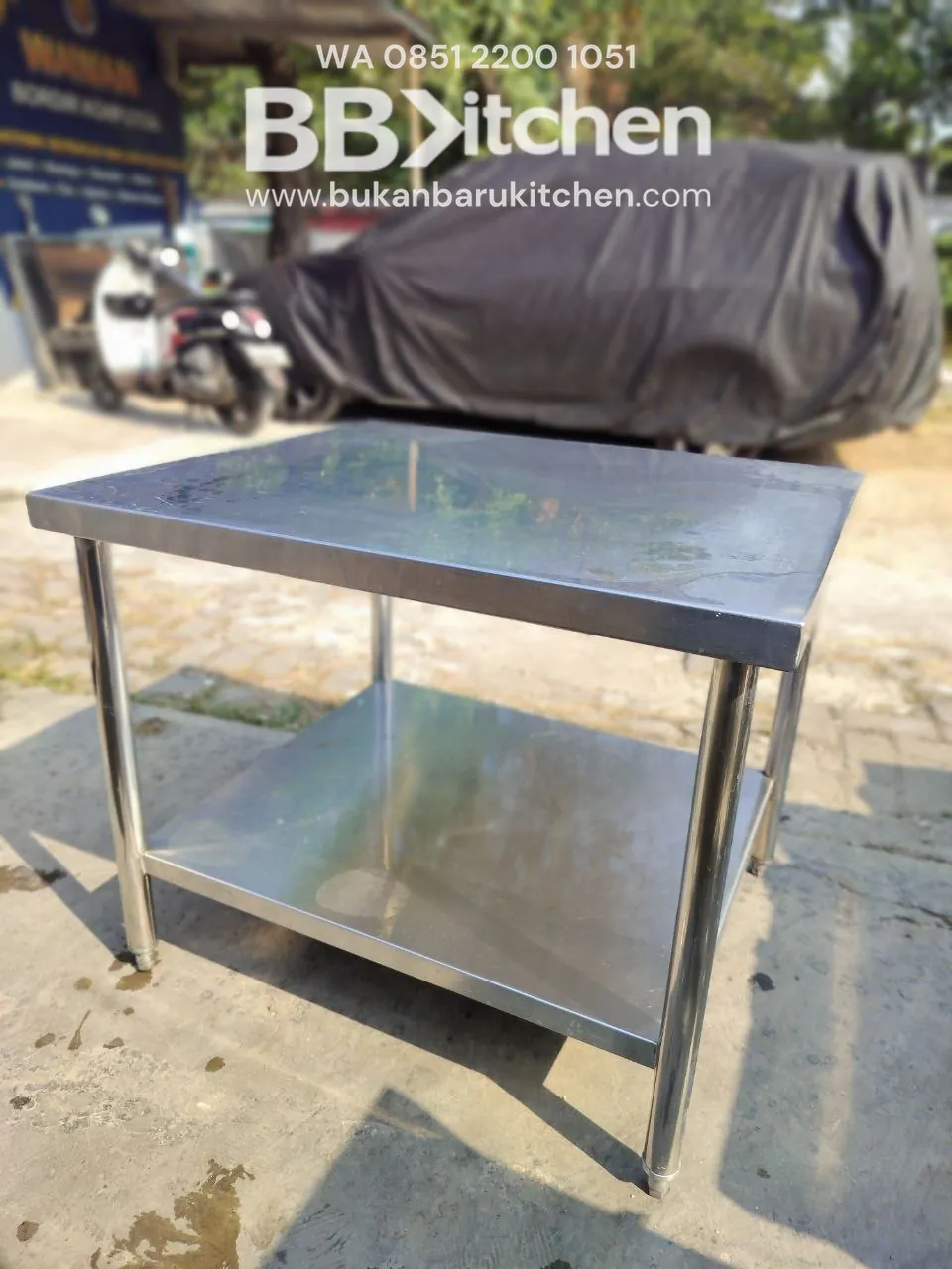 Meja Kompor 2 Susun Stainless Steel Ukuran P 80cm L 70cm T 65cm foto 3