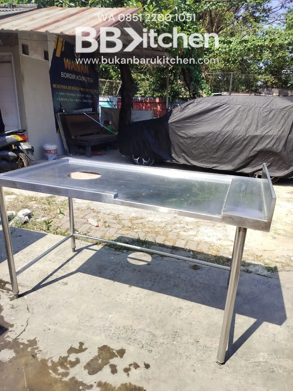Meja Lubang Sampah Stainless Steel P150 L70 T85 foto 3