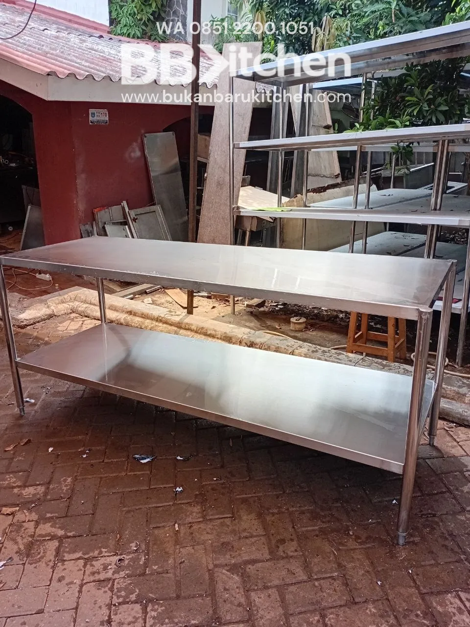 Meja Priper 2 Susun Stainless Steel Ukuran 196x66x85 foto 2