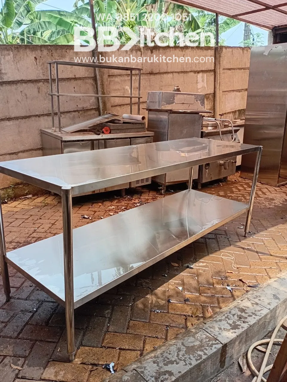 Meja Priper 2 Susun Stainless Steel Ukuran 196x66x85 foto 3