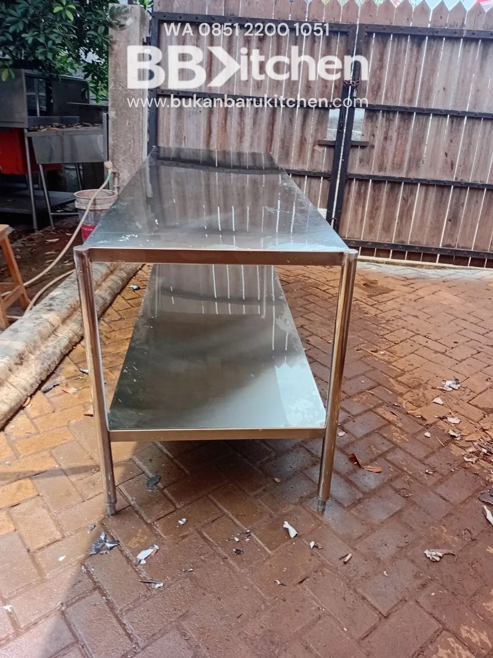 Meja Priper 2 Susun Stainless Steel Ukuran 196x66x85 foto 4