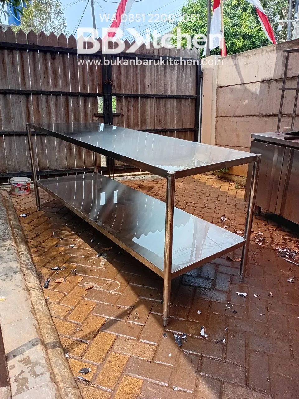 Meja Priper 2 Susun Stainless Steel Ukuran 196x66x85