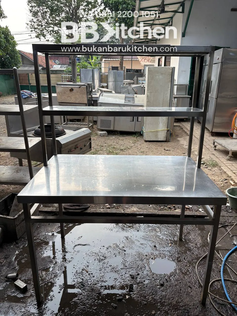 Meja Stainless 1 Susun dengan Upper 120x80x85 dan 120x30x85