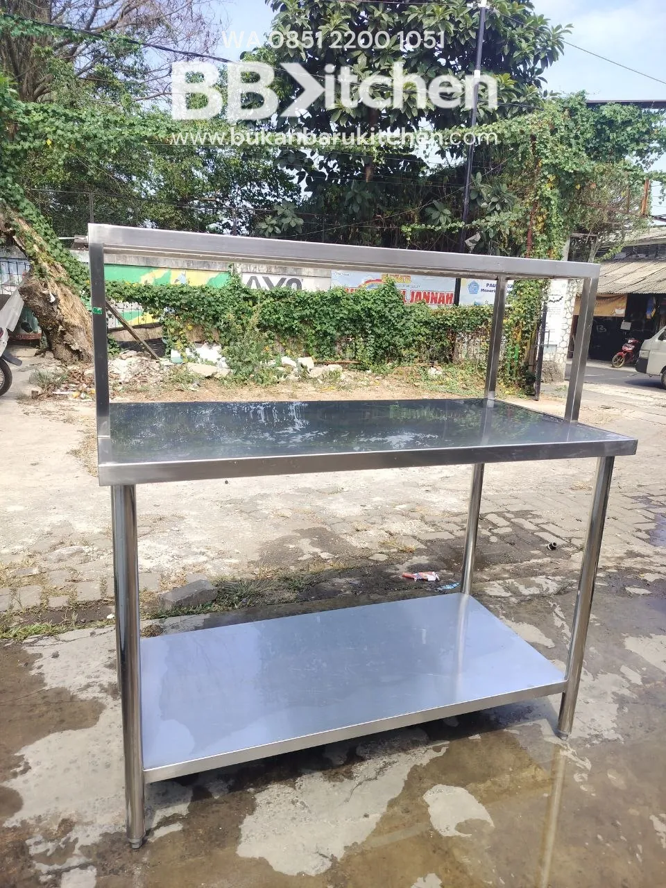 Meja Stainless 2 Susun P 120 L 60 T 85 dan Upper P 120 L 40 T 40 foto 3