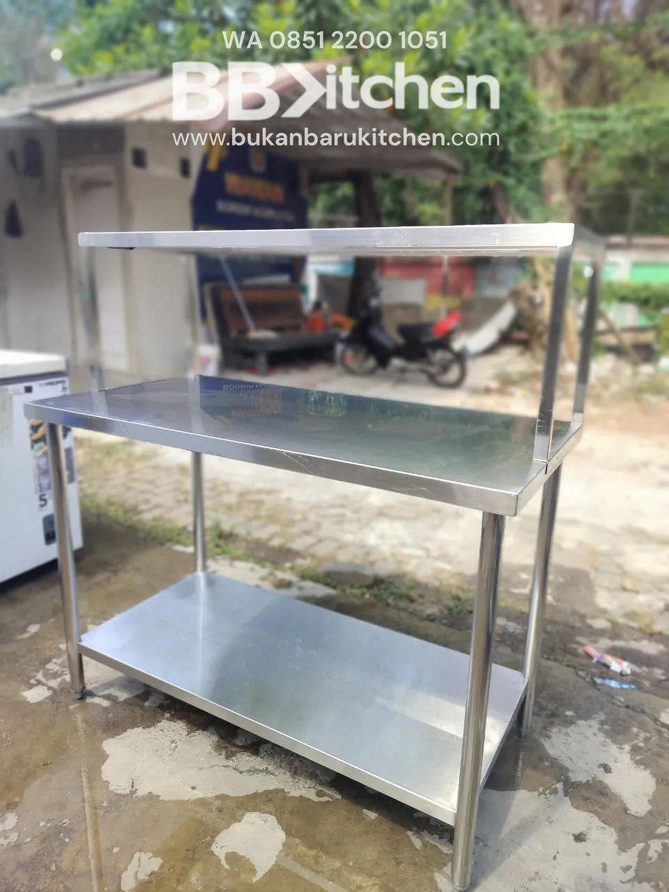 Meja Stainless 2 Susun P 120 L 60 T 85 dan Upper P 120 L 40 T 40 foto 4