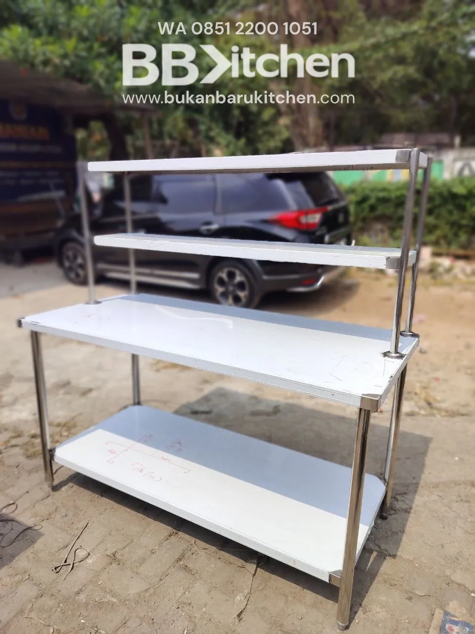 Meja Stainless 2 Susun P150 L70 T85 - Baru foto 2