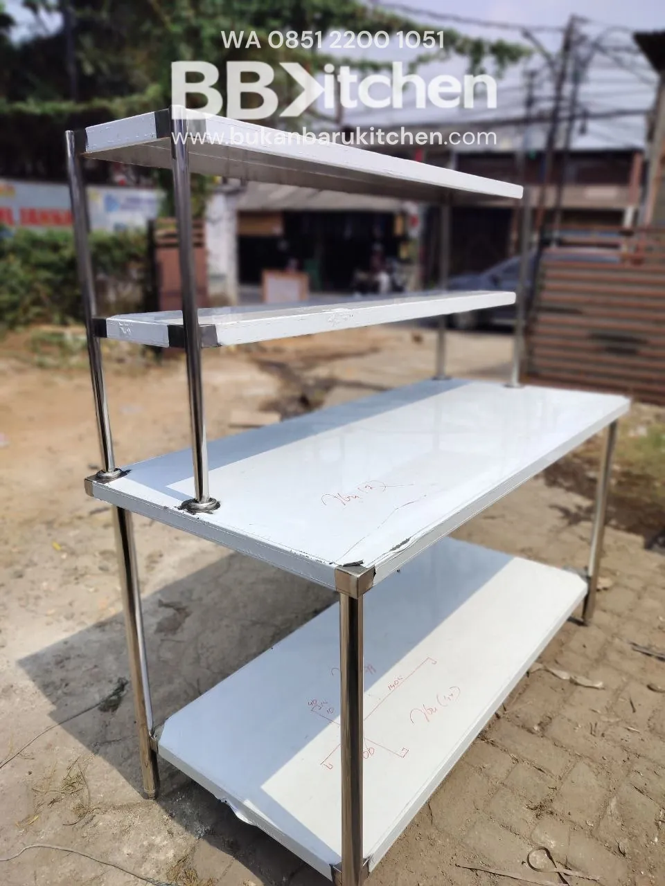 Meja Stainless 2 Susun P150 L70 T85 - Baru foto 3