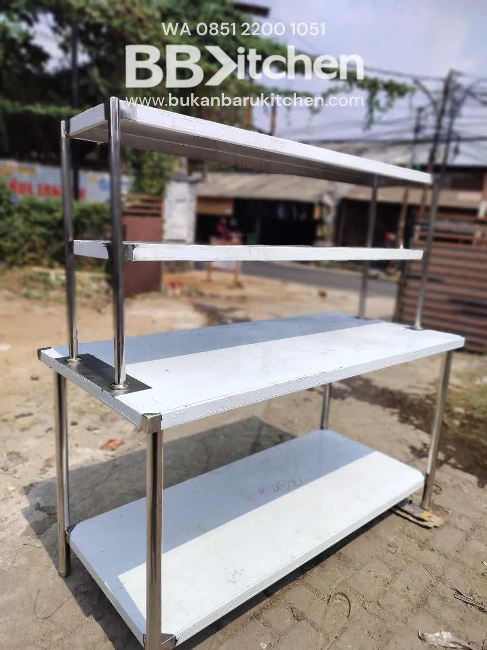 Meja Stainless 2 Susun P150 L70 T85 - Kondisi Baru foto 2