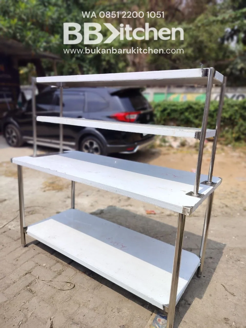 Meja Stainless 2 Susun P150 L70 T85 - Kondisi Baru foto 3