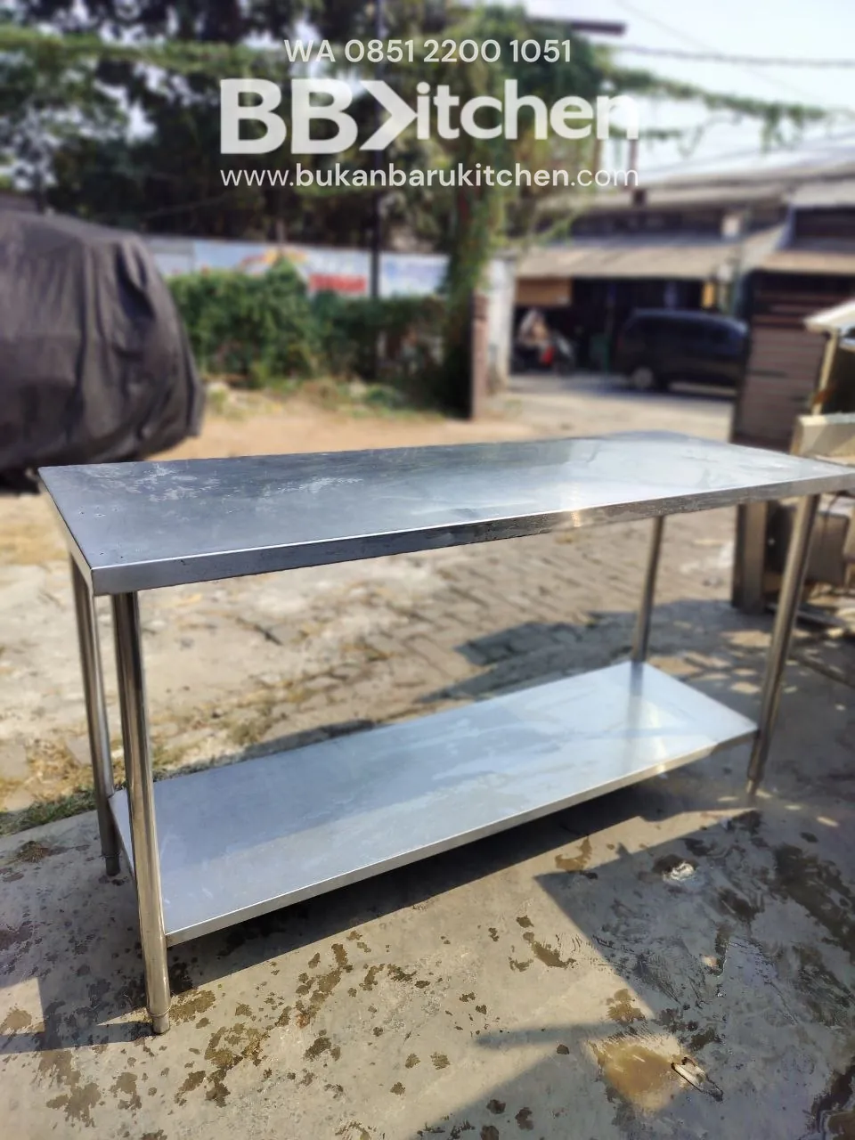Meja Stainless Steel 2 Susun P 160 L 60 T 85 cm foto 2