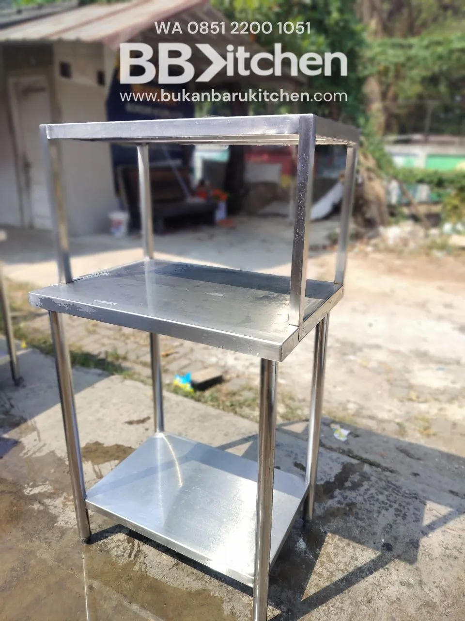 Meja Stainless Steel 2 Susun P80 L50 T85 - Upper P80 L40 T40 foto 3