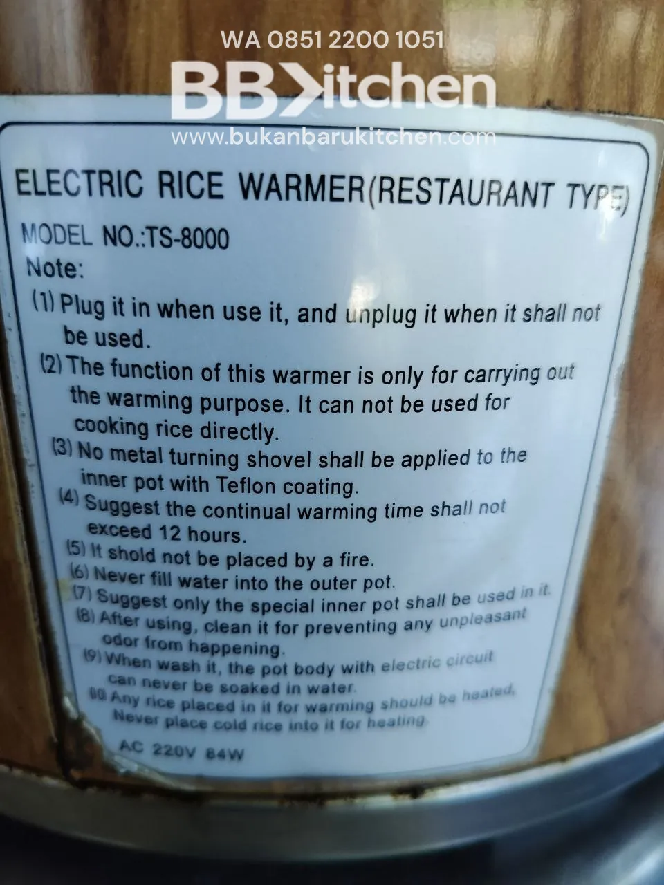 Rice Warmer 8 Liter Huwang Taiwan foto 6