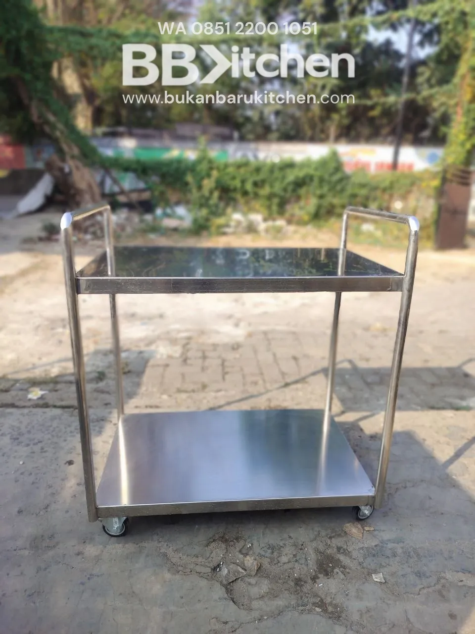 Troly Makanan Stainless Steel P80 L50 T77 untuk Restoran dan Katering